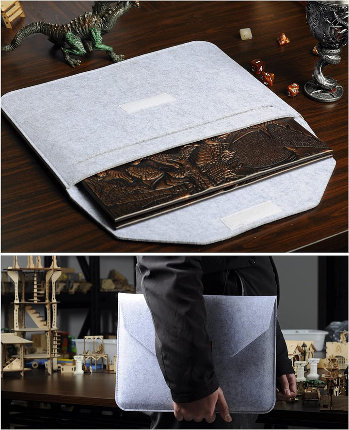 DND Dungeon Master Screen Faux Leather Embossed Dragon & Mimic, Four-Panel with Pockets DM Screen for Dungeons and Dragon, Pathfinder, D&D
