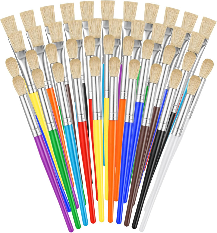 Paintbrushes Kids, 22 Pcs round & Flat Toddler Kids Paint Brushes, Chubby Paint Brushes for Kids Bulk, Preschool Paint Brush for Acrylic Oil Watercolor Washable Paint Kit, Easy Hold & Clean