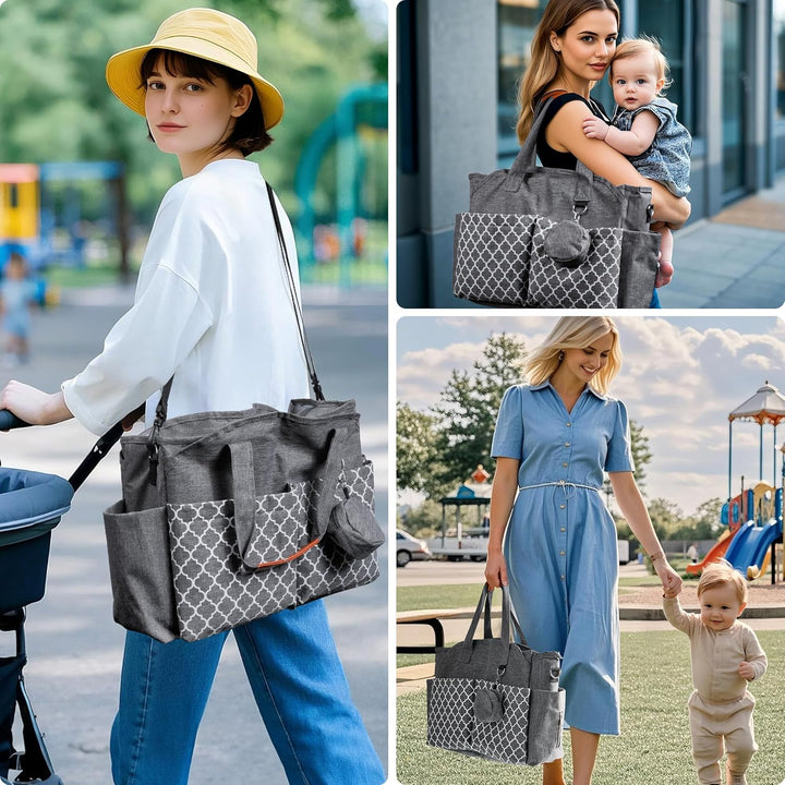 Diaper Bag Tote,Large Mommy Bag for Hospital,With Pacifier Case,Baby Bags with Shoulder Strap,Travel Diaper Tote