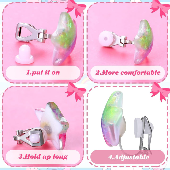 16 Pairs Kids Clip on Earrings for Girls Cute Unicorn Mermaid Non Pierced Clip on Earrings for Kid Little Girl