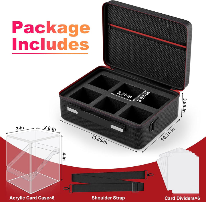 Card Deck Box with Portable Case, 6 Pack Clear Commander Deck Box with 6 Dividers, Holds 600+ Double Sleeved Cards, Fit for MTG, Yugioh, TCG