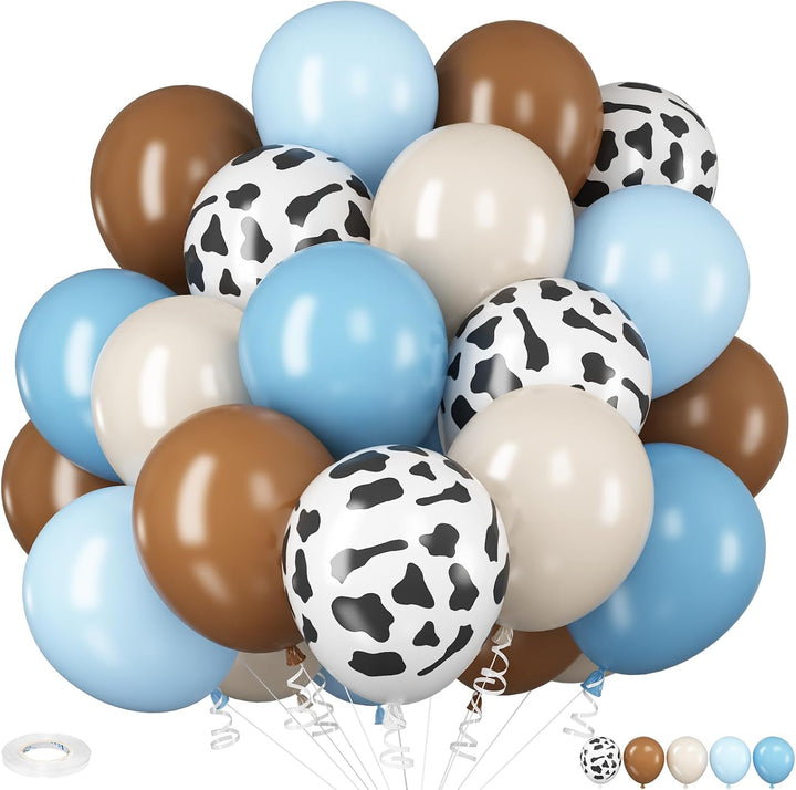 Dusty Blue and Gold Balloons, 60 PCS 12 Inch Slate Fog Pastel Baby Blue Sand White and Gold Balloons for Baby Boy Shower Bridal Shower Birthday Wedding Party Decorations