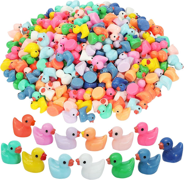 130 Pcs Mini Ducks Bulk Resin Duck Figurines for Miniature Landscape Garden Aquarium Potted Accessories Home Prank Game Dollhouse Decor Office Decompression