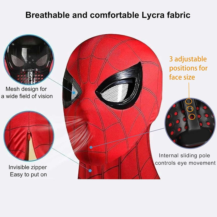 Halloween Hero Mask with Moving Eyes, Realistic Role Play Mask Costume for Cosplay, Birthday Gift for Big Kids/Adults