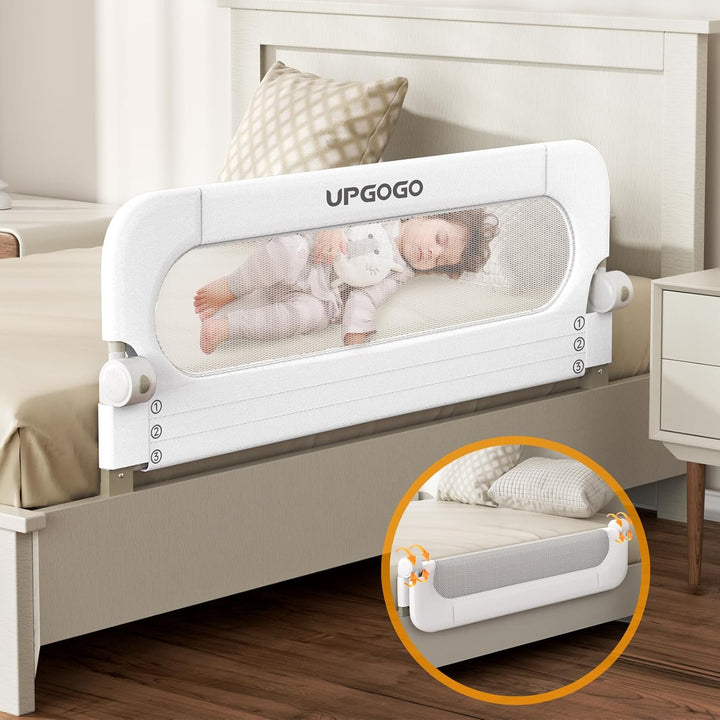 Folding Bed Rail for Toddlers,Baby Bed Rail Guard with Reinforced Anchor Safety System,Fit Bunk,Full Size,Queen,King,Twin(Grey,71"X23.6")