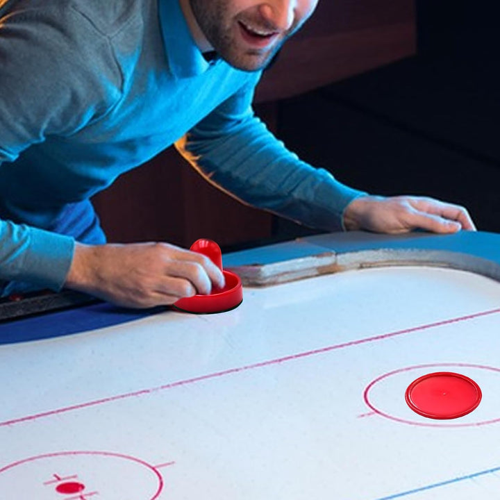 1 Set Mini Air Hockey Pushers and Air Hockey Pucks Great Goal Handles Pushers Goal Handles Paddles Replacement Accessories - 2 Red Air Hockey Pushers and 4 Red Pucks (60Mm)