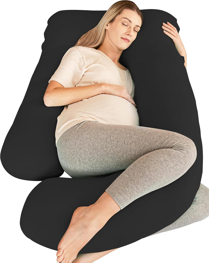 Pregnancy Pillows, Soft U-Shape Maternity Pillow with Removable Cover - Full Body Pillows for Adults Sleeping - Pregnancy Must Haves - Jumbo 57 Inch - Grey