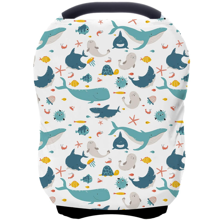 Car Seat Covers Canopy Cover - Multi-Use Cover Carseat Canopy, Breathable Breastfeeding Cover, Car Seat Covers for Bbies, Boys & Girls Shower Gifts (Dark Blue Dinosaur)
