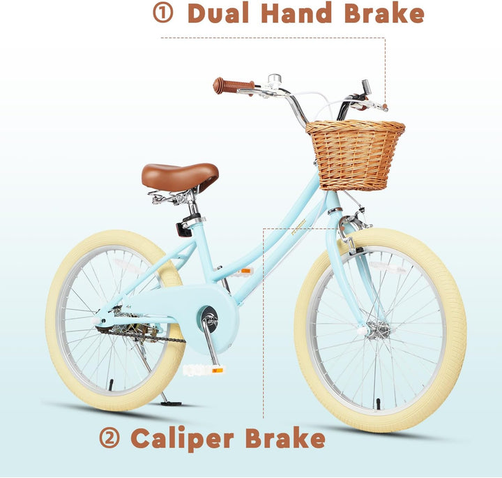 Girls Bike with Basket for 2-12 Years Old Kids, 12 14 16 18 20 Inch Bicycle with Bell Training Wheels, Multiple Colors