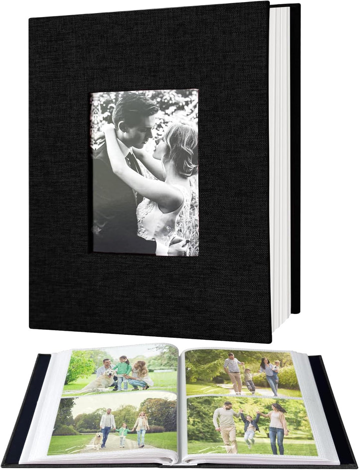 Photo Album 4X6 100 Pockets, Linen Cover Top Loader Vertical, Slip-In Picture Grey Pockets Albums for Wedding, Family, Anniversary, Baby, Vacation