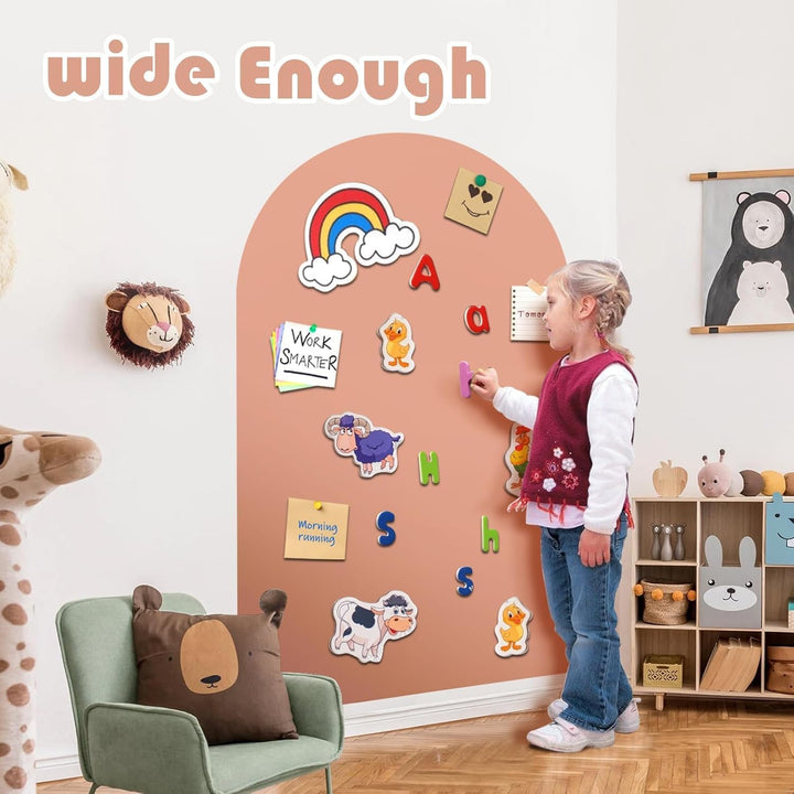 Magnetic Wall Decal Arch, 15" X 31" Magnetic Chalk Board Sticker for Kids, Playroom, Home（Milk Tea）