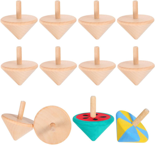 Wooden Spinning Top Unfinished Wood Tops Craft Gyroscopes for DIY Kids Children Toy Party Favor New Year 12Pcs