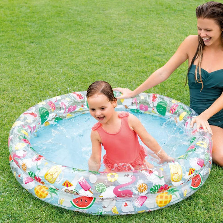 Inflatable Stars Kiddie 2 Ring Circles Swimming Pool (48" X 10") [Assorted Styles]