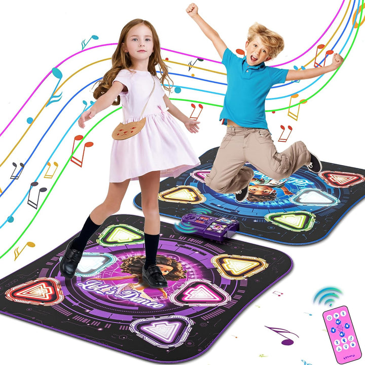 Dance Mat Toys Girl Gift: 8-Button Frozen Dance Pad Wireless Bluetooth Electronic Dance Game for Kids with 4 Game Modes LED Light Built-In Music Birthday Gifts for 3 4 5 6 7 8 9 10+ Years Old Girls