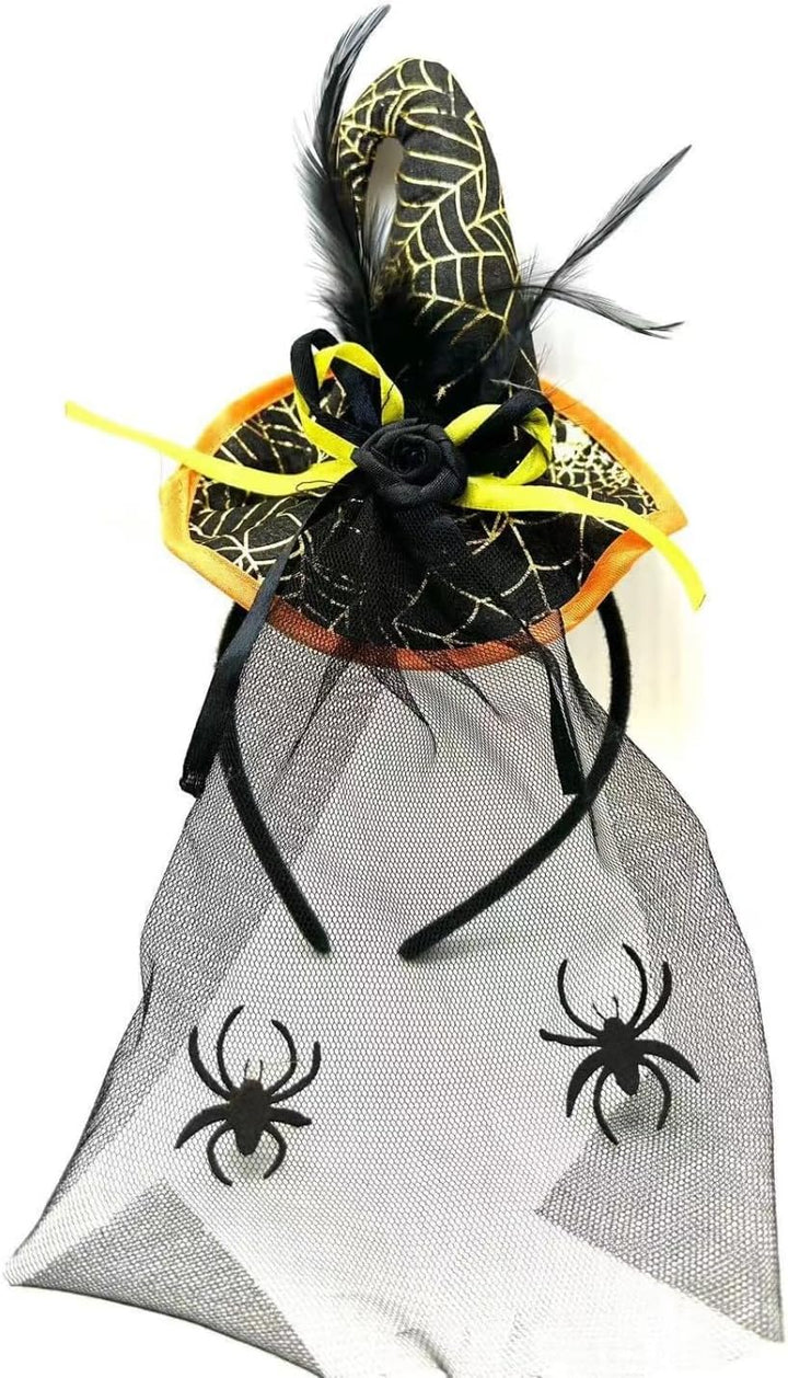 Halloween Elastic Headband Fabric Material Holiday Party Decoration Black Lace Edge Headband Funny Prop