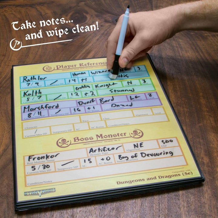 the Master'S Tome 4-Panel Customizable GM Screen with Free Inserts – Dry Erase, Dungeon & Game Master Accessory for Tabletop RPG Campaigns (Black)