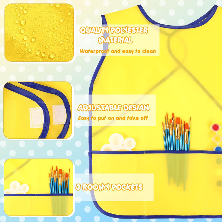 12 Pcs Art Smock for Kids Waterproof Painting Aprons Sleeveless Children with Pockets Age 3 to 8 Paint Craft Activity