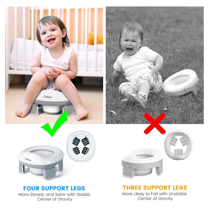 Portable Potty Training Toilet for Boys and Girls with Storage Bag - Foldable Travel Potty Chair, Toddler Potty Seat for Indoor and Outdoor, Easy to Clean, Includes Free 40Pcs Travel Bags, Gray
