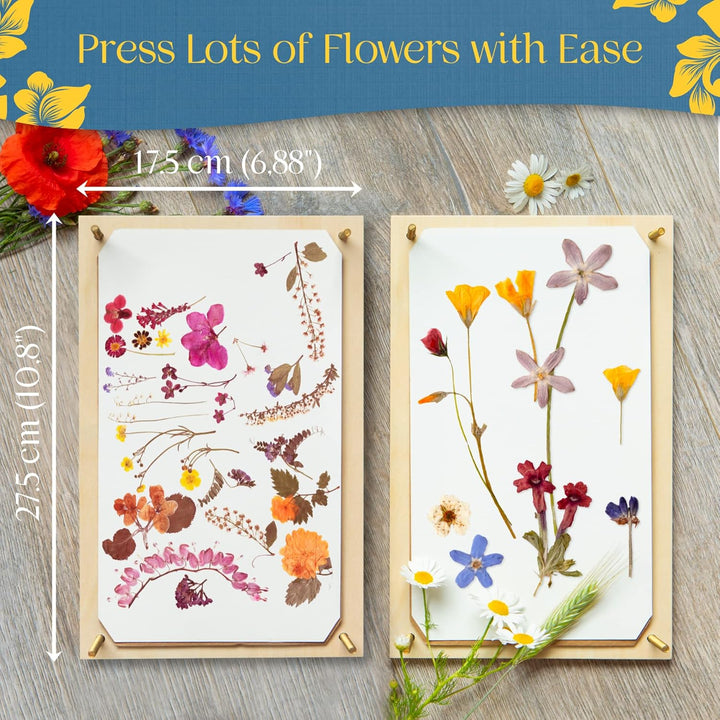 Wooden Flower Press for Adults and Teens - Includes Expert Video Tutorials - Large Flower Press Kit 10.8" X 6.9" - Gift-Ready Packaging Ideal for Arts and Crafts Lovers