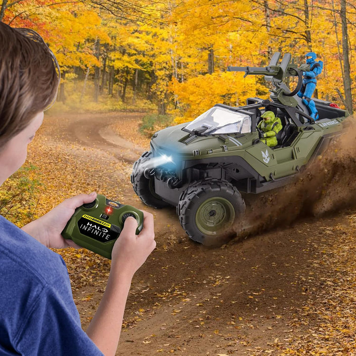 Halo Infinite RC: Battle Hog UNSC Warthog -W/Master Chief & Spartan, 2.4 Ghz Radio Control W/Turbo Boost Vehicle