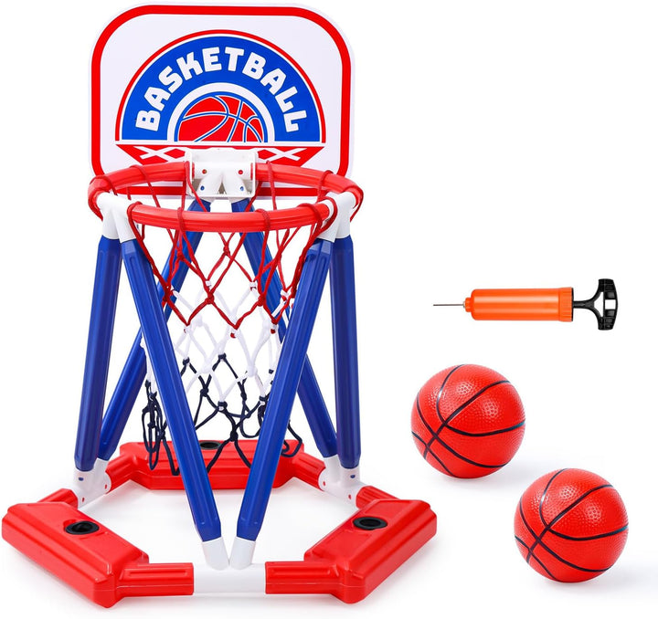 Pool Basketball Hoop, Floating Inflatbale Pool Basketball Games Toys with 2 Pool Balls and Pump,Swimming Pool Outdoor Play Toddler Basketball Hoop Indoor for Kids Adults Age 8-12,