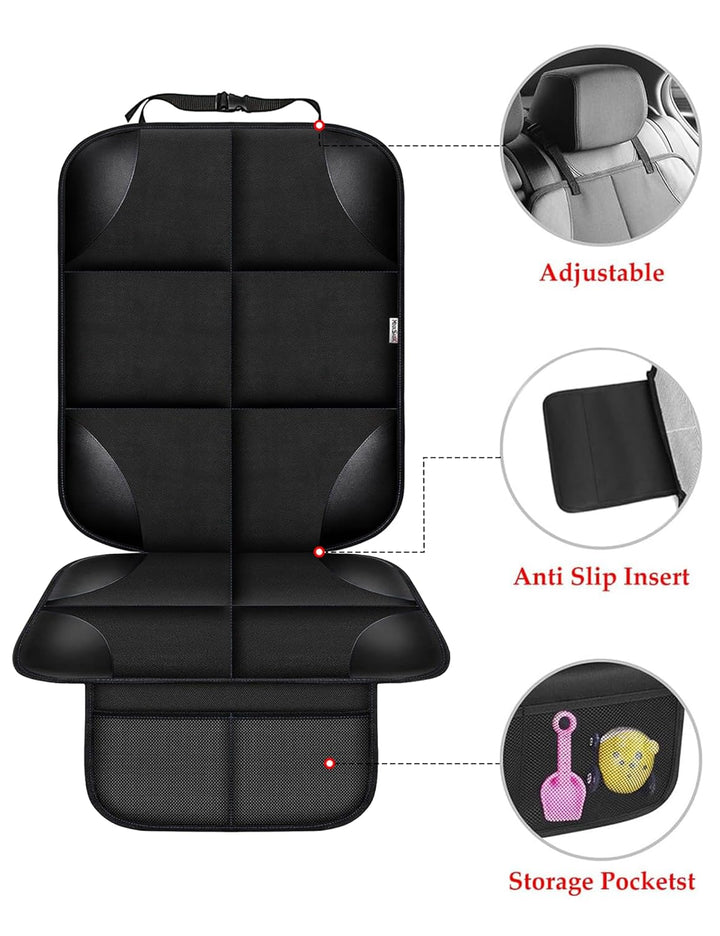 Car Seat Protector for Child Car Seat, Durable 600D Fabric Waterproof Car Seat Cover with Thick Pad Non-Slip Backing (No Imprints)