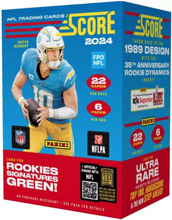2024 Panini Score Football 6-Pack Blaster Trading Card Box ~ Green Rookie Signatures! (Jayden Daniels, Caleb Williams, Bo Nix)