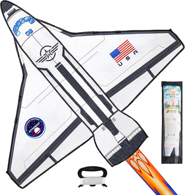 Spaceship Kite Easy to Fly for Kids and Adults with 262.5 Ft String, Large Beach Kite for Outdoor Games and Activities