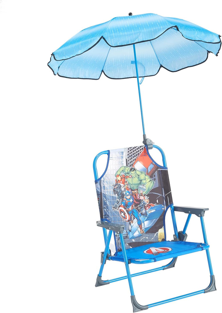 Bluey Kids Outdoor Folding Beach Chair with Umbrella,Portable Camp Chair for Ages 3+, Lightweight & Compact for Beach, Camping, and Backyard