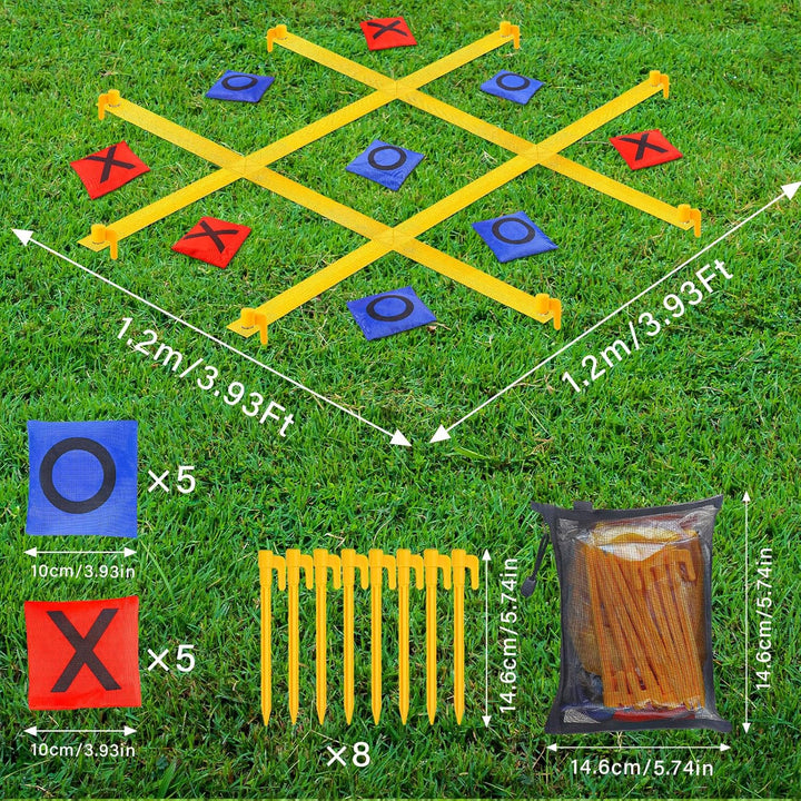 Giant Tic Tac Toe Outdoor Games for Kids Adults Family, Portable Tic Tac Toe Bean Bag Toss with 10Pcs Bean Bag, Large Outdoor Lawn Backyard Games Carnival Field Day Game