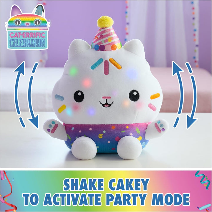Celebrations, Sprinkle Party Cakey Cat Plush, 10-Inch Interactive Stuffed Animal with Sounds, Kids Toys for Girls & Boys Ages 3+