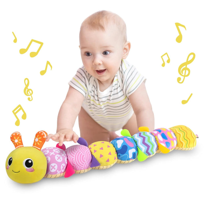 Baby Toys 0-6 6-12 Months, Sensory Music Animal Stuffed Toy for 0 1 2 3 4 5 6+ Months, Plush Toy with Crinkle and Rattles for Infant Newborn, Tummy Time Toys Gifts for 0-3-6-12 Month
