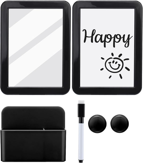 Locker Accessories Kit - Back to School Supplies for Girls, 6 Pcs Preppy Locker Decor, Includes Magnetic Whiteboard Mirror Dry Erase Marker Holder and More Decorations School Stuff, Black