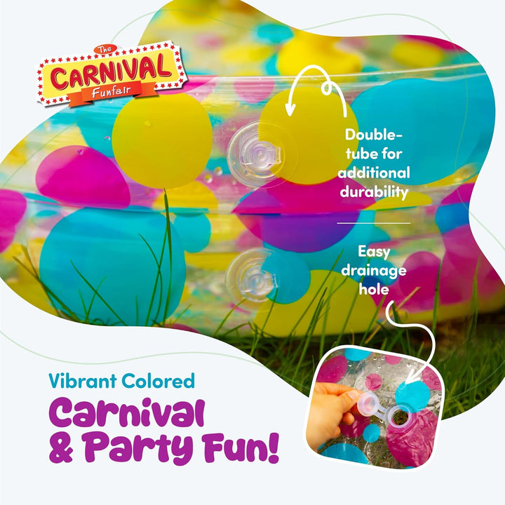 Duck Pond Matching Carnival Game for Kids, 36" X 6" Inflatable Pool & 20 Plastic Ducks with Numbers, Water Outdoor Game for Kids, Fun Memory Game for Backyard, Birthday Party Field Day Games