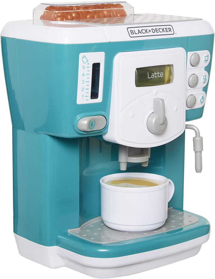 Junior Coffee Maker Role Play Pretend Kitchen Appliance for Kids with Realistic Action, Light and Sound - plus Toy Coffee Mug for Imaginary Brewing Fun