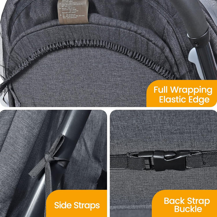Universal Mosquito Net for Stroller, Baby Bug Net with Two-Way Zippers & Storage Bag, Breathable & Foldable Mosquito Nets for Strollers, Car Seat, Bassinet, Cradle, Portable Mini Crib, Black