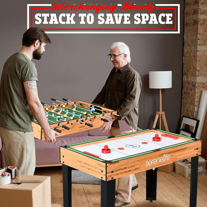 4In1 Multi Game Table, 48" Sports Arcade with Accessories, Ping Pong, Air Hockey, Pool Billiards, Soccer Foosball All in One, for Indoor and Outdoor, Family, Kids and Adults