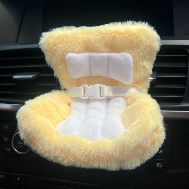 Doll Car Seat for Labubu 17Cm with Air Vent Clip and Desktop Stand, Cute and Functional Car Ornament for Blind Box Doll Fans, Collectors (Pink)