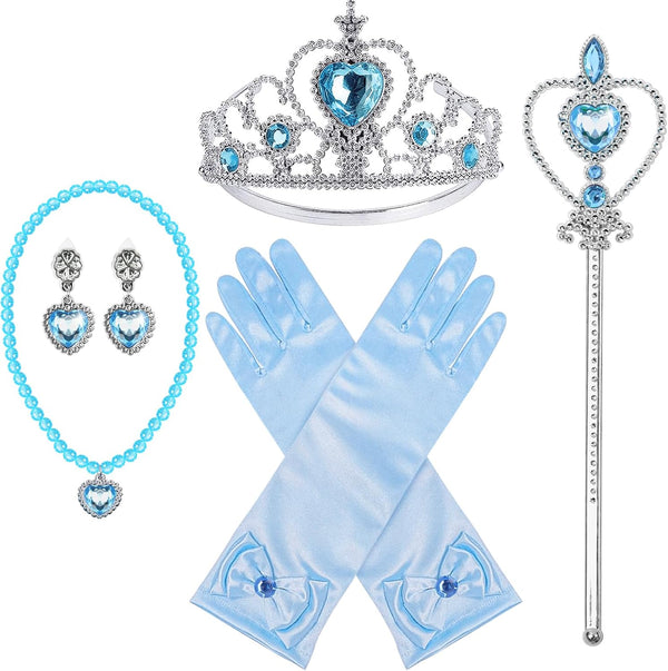 Princess Dress up Accessories Princess Crown Tiara for Little Girls, Princess Tiara Glove Wand Toy Gift for 3-6 Girl