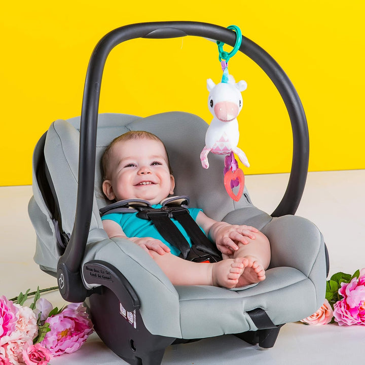 Unicorn Sparkle & Shine Plush Take-Along Stroller or Carrier Toy, Ages 0 Month+, Pink