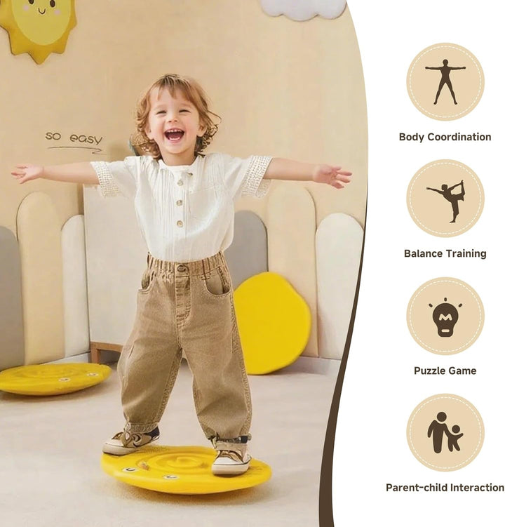 Wobble Balance Board for Kids – Yellow Frog Design with Maze Track & Balls | Dual-Sided Sensory Rocker Board | Non-Slip Tactile Surface | Supports up to 200Lbs | Perfect for Toddlers & Parent-Child Play