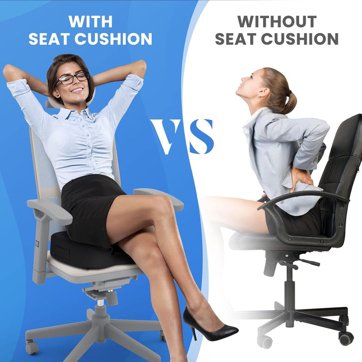 Seat Cushion for Office Chair Memory Foam Non-Slip Cushion Back, Relief Chair Pad, Butt Pillow for Office Chair, Car, Computer Desk, Black