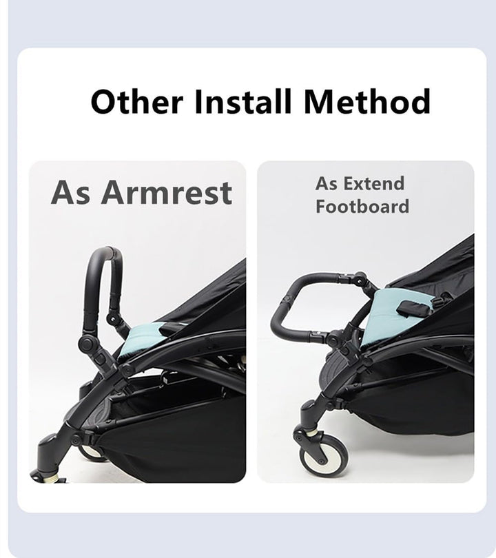 Stroller Bumper Bar Adjustable Angle Replacement Armrest Detachable Stroller Bar Handlebar Crossbar Stroller Accessory Dual-Mode Open with Black Smooth Leather Cover