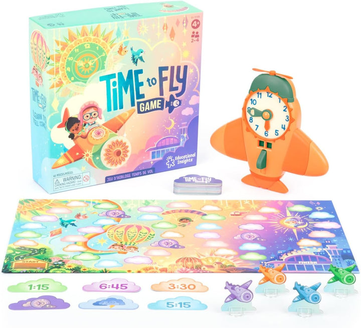 Time to Fly - Telling Time Board Game, Toddler Learning Clock Toy, Preschool Board Games, Number Recognition, Learn to Read Digital and Analog Clocks for Kids Ages 4+