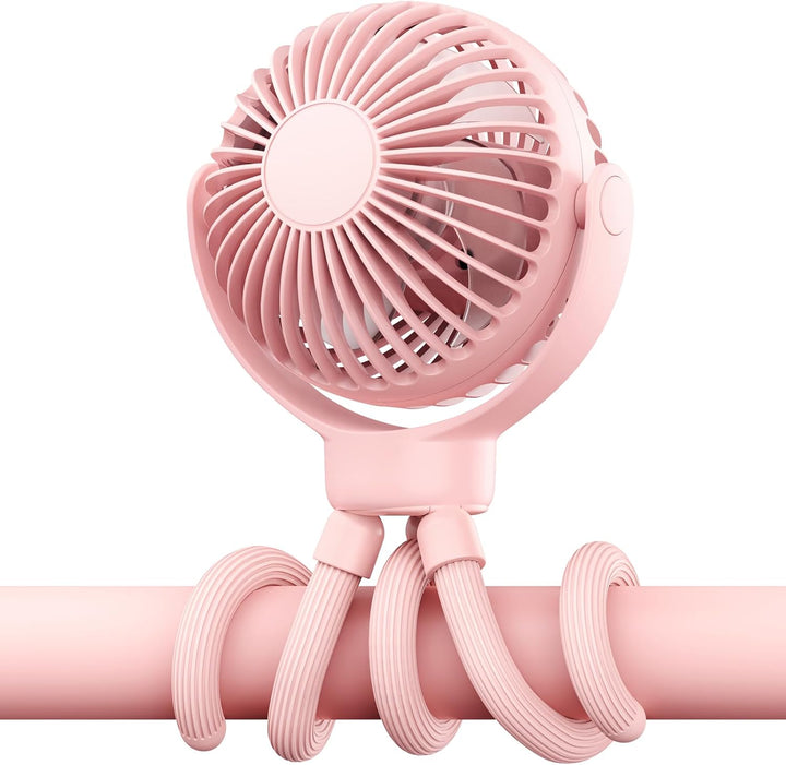 Portable Stroller Mini Fan - Flexible 3-Speed Personal Fan Clip on for Bed Sleep, Rechargeable Battery Treadmill Accessories Cooler, Newborn Summer Baby Essentials for Car Seat, Bike, Crib