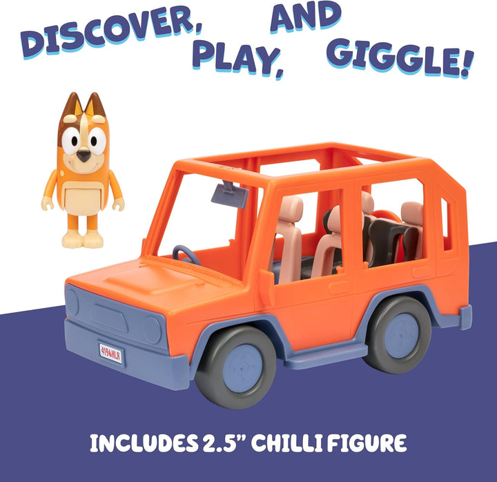 Heeler Family Road Trip Big Car Toy, Articulated, Customizable Interactive Toddler Toy Car with 2.5” Chilli Figure, Toddler Cars for Ages 3+