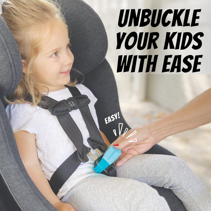 Car Seat Buckle Release Tool - Easy Opener Aid for Arthritis, Long Nails, Older Kids - Button Pusher for Infant, Toddler, Convertible 5 Pt Harness Car Seats - as Seen on Shark Tank (Aqua)