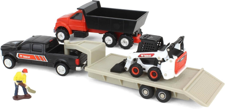 1/64 Bobcat 5 Piece Construction Set with Dump Truck, Gooseneck Trailer, Man & Skid Loader 16502