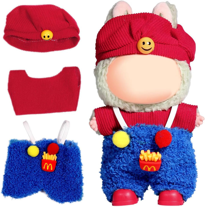 for Labubu Clothes/For Labubu Outfits,Clothes Set for 17Cm Lububu Doll,3 Piece Set Hat Clothing for LA BUBU, Boys and Girls Stylish Adorable Dolls Clothes Accessories (No Doll)_01