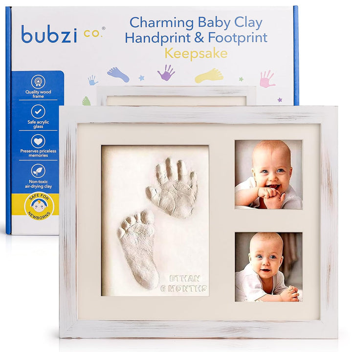 Baby Footprint Kit, Baby Foot and Hand Print Kit, Baby Keepsake Frame, Nursery Pictures Frames, Hand Print Mold Kit, New Mom Gifts, Baby Newborn Essentials Must Haves, Baby Shower Gifts